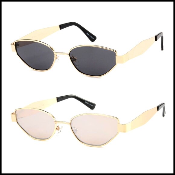 Retro Oval Cat Eye Sunglasses UV400 Protection Gold Frame 55mm